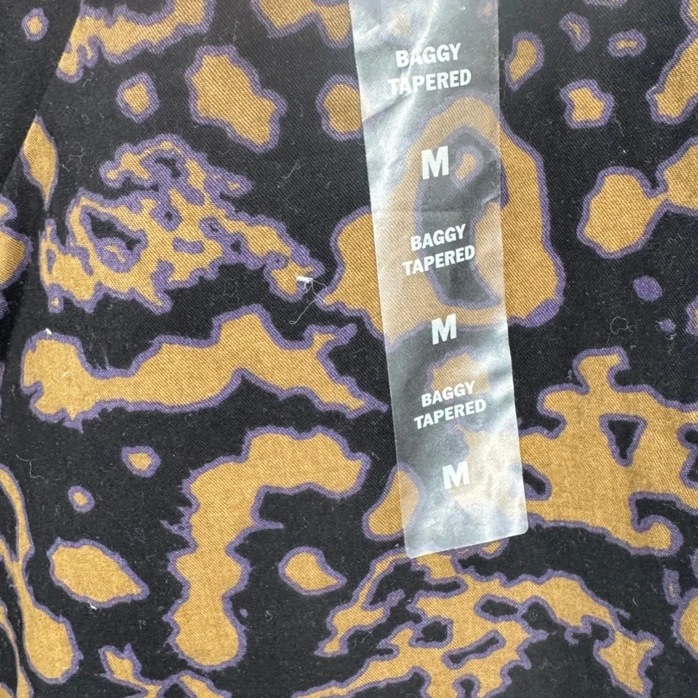 Vans Mens Baggy Tapered Elastic Waist Pants Brown Black‎ Abstract Print Size M